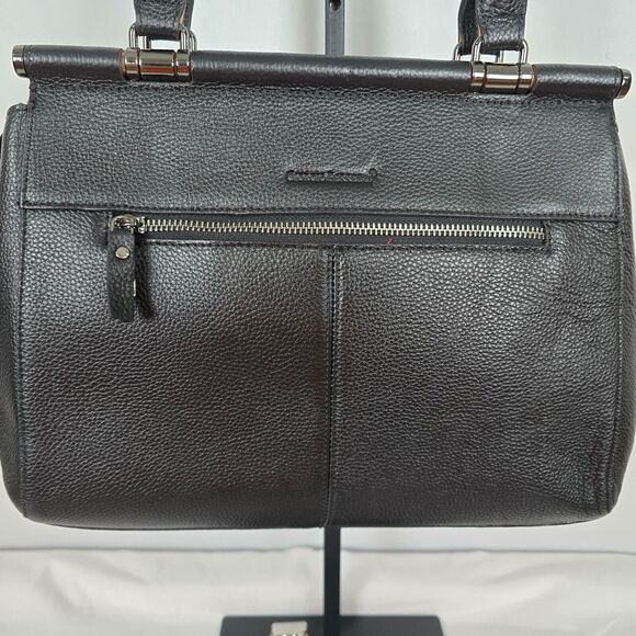Giorgio Ferretti Satchel Black Italian Leather Double Handle 15" x 10" x 4" - Picture 10 of 16